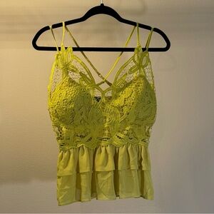 #3 Yellow Lace Peplum Top